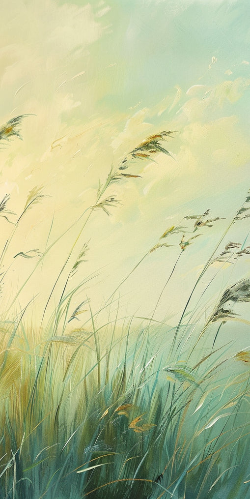Windbent beach grass sky