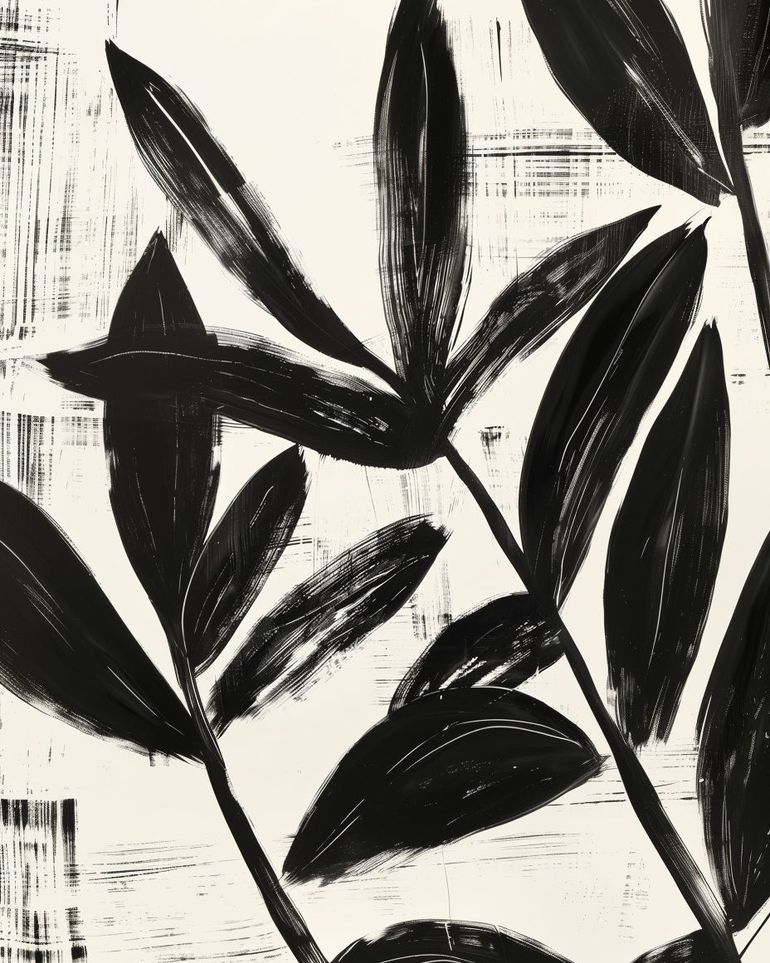 Black leaves on white grain