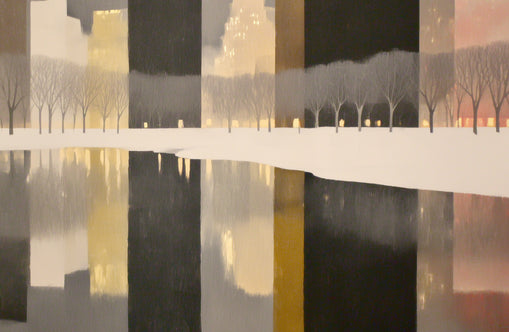 City lights in winter water