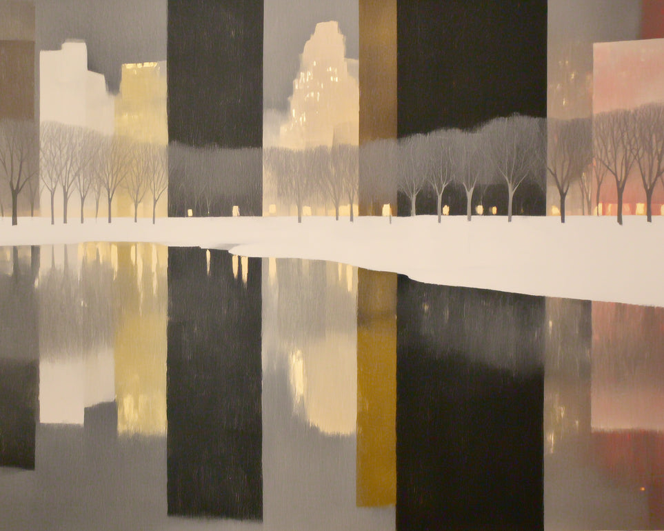 City lights in winter water