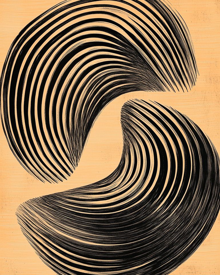 Black spiral on tan ground
