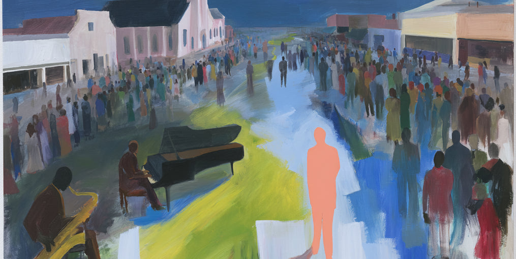 Crowd around the musicians