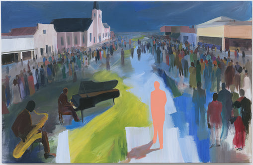 Crowd around the musicians