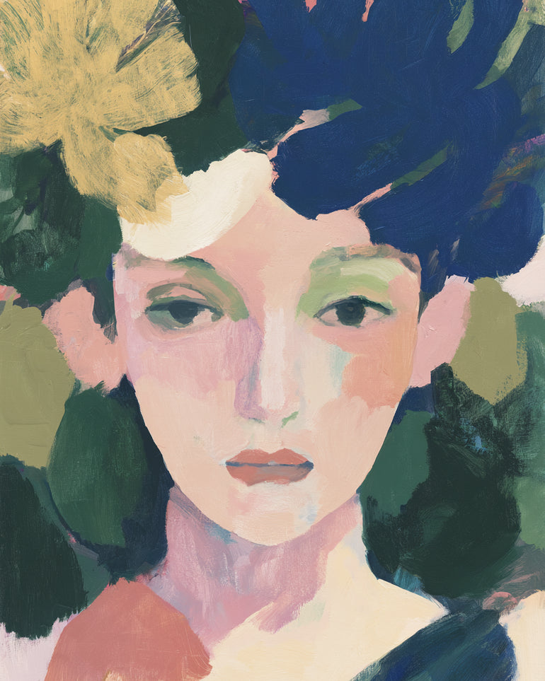 Portrait with pale flower