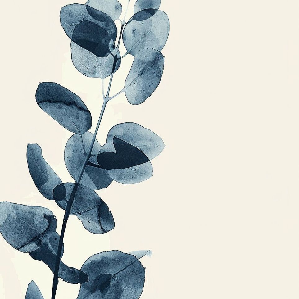 Blue leaves on pale air