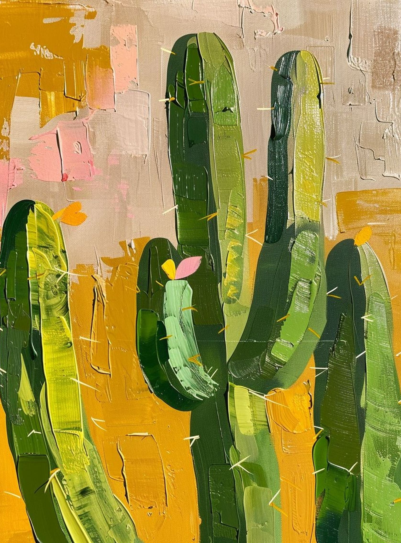 Cactus forms within ochre field