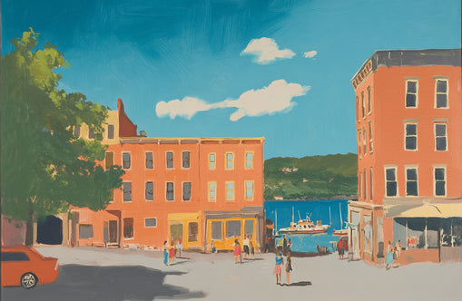 Sunlit street to the harbor