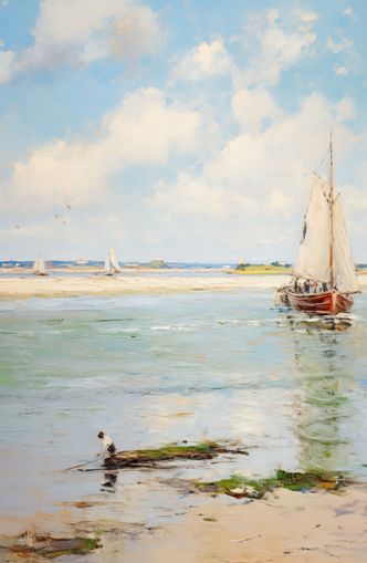 Sailboats at Peaceful Dawn