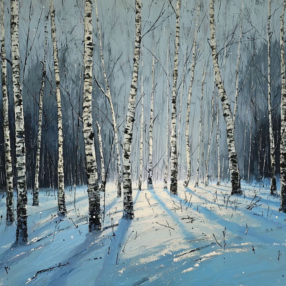 Birch Trees in Winter Light