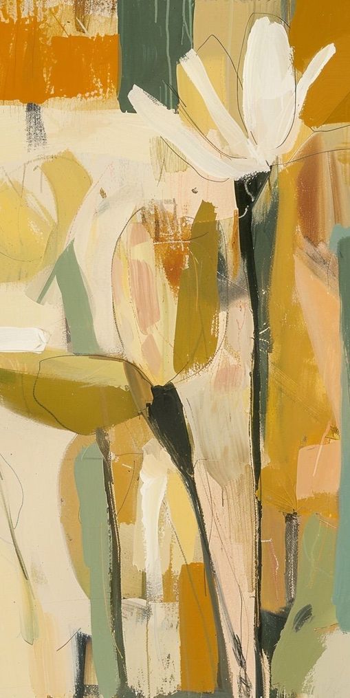 White flower in ochre blocks