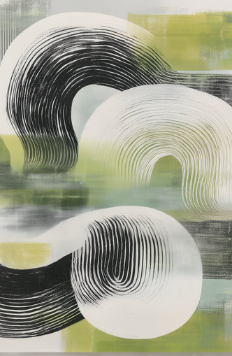 Curved bands across green fields
