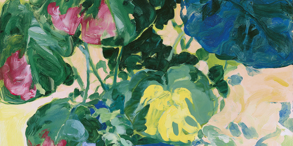 Flowers among broad leaves