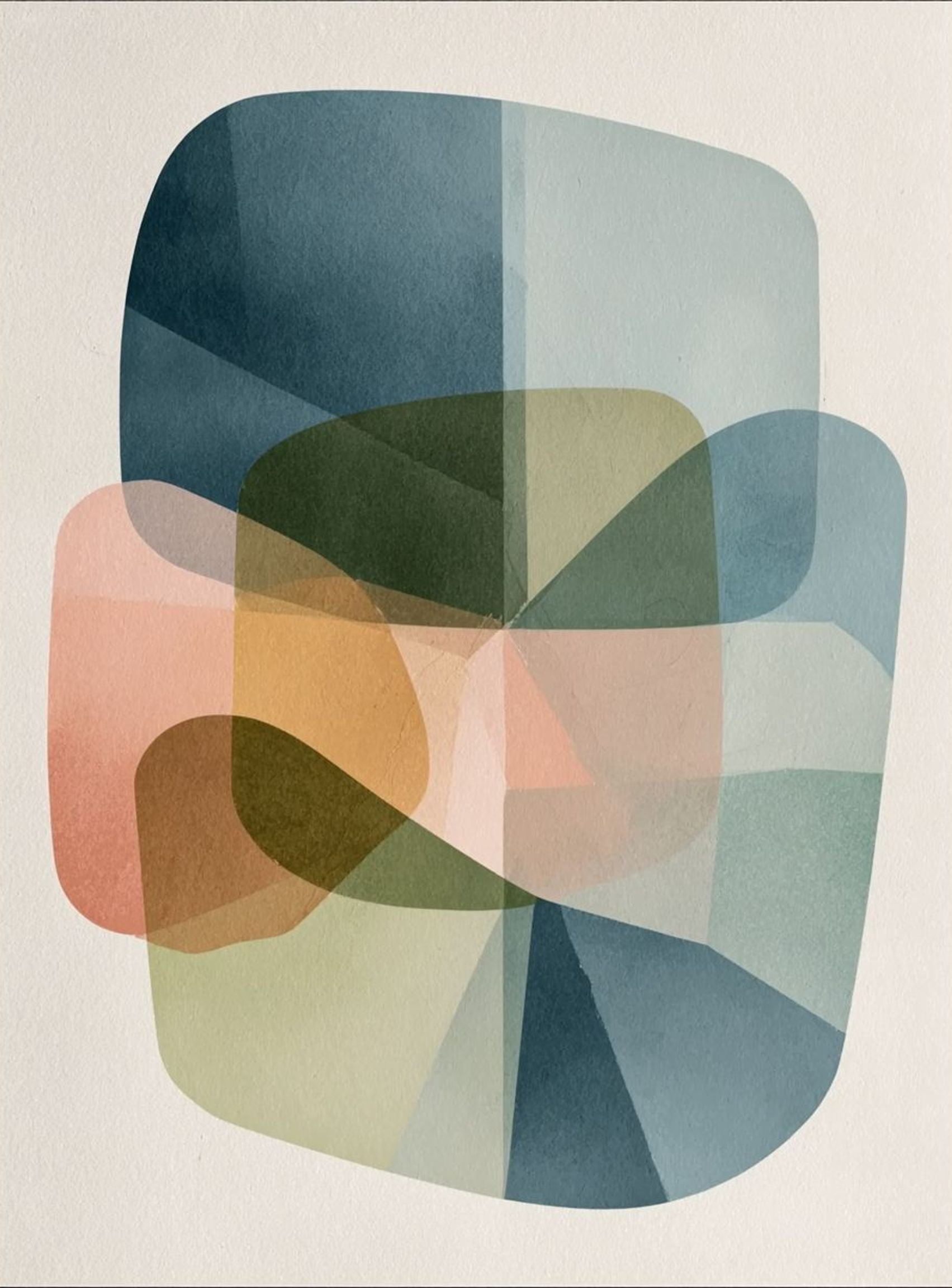 Muted blues folding through peach