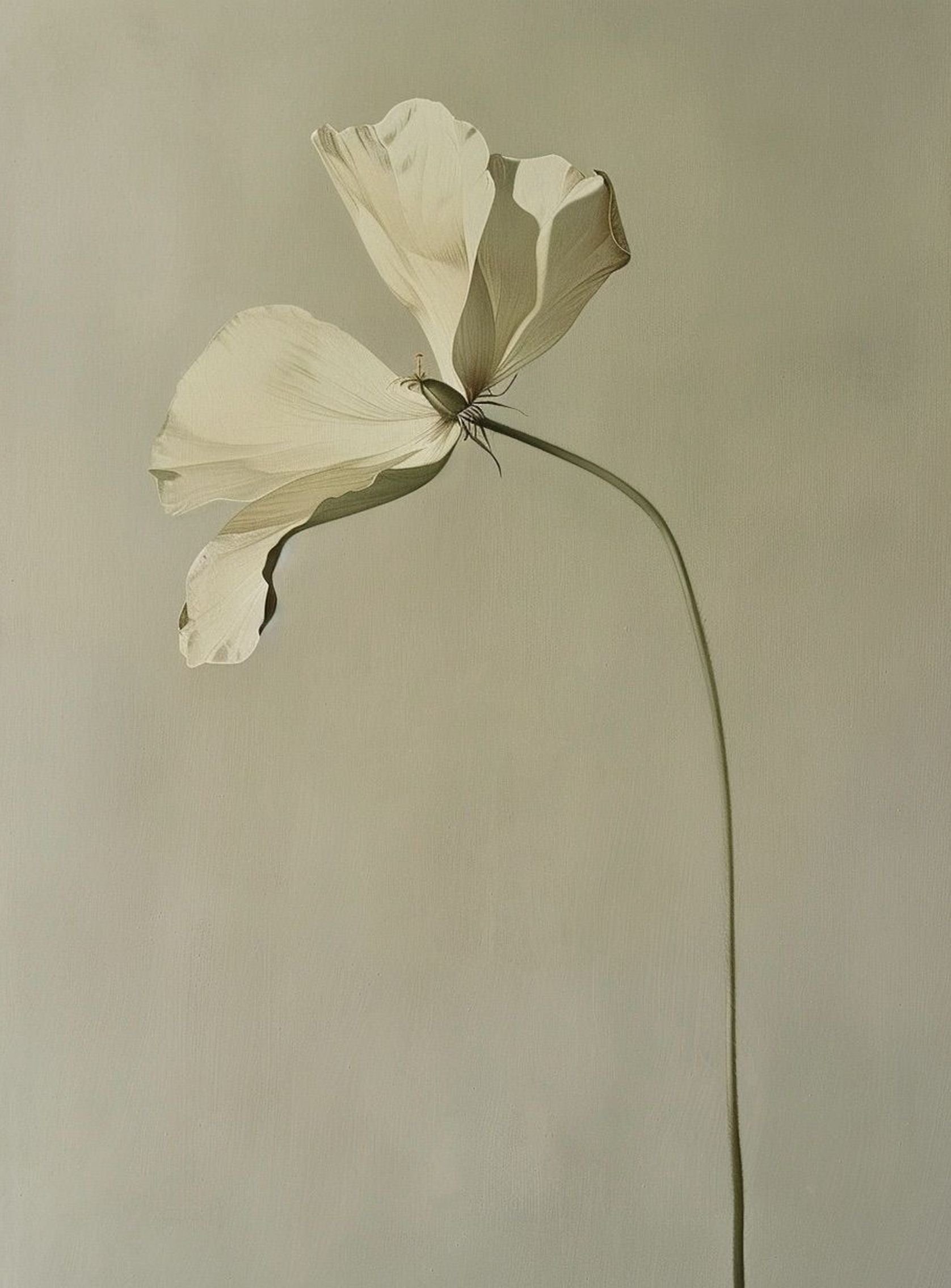 Cream petals in gray green air