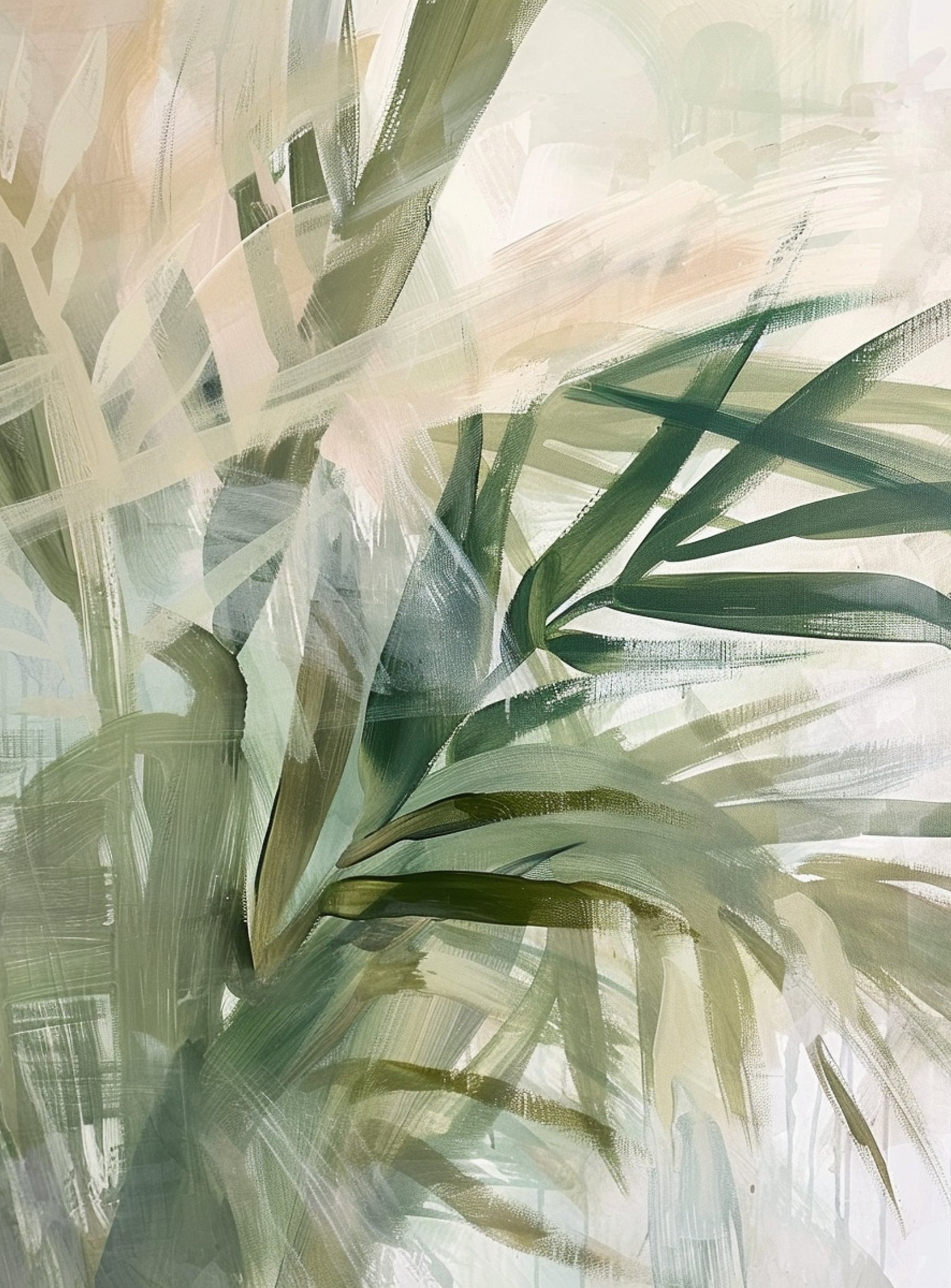 Green leaves in milky light