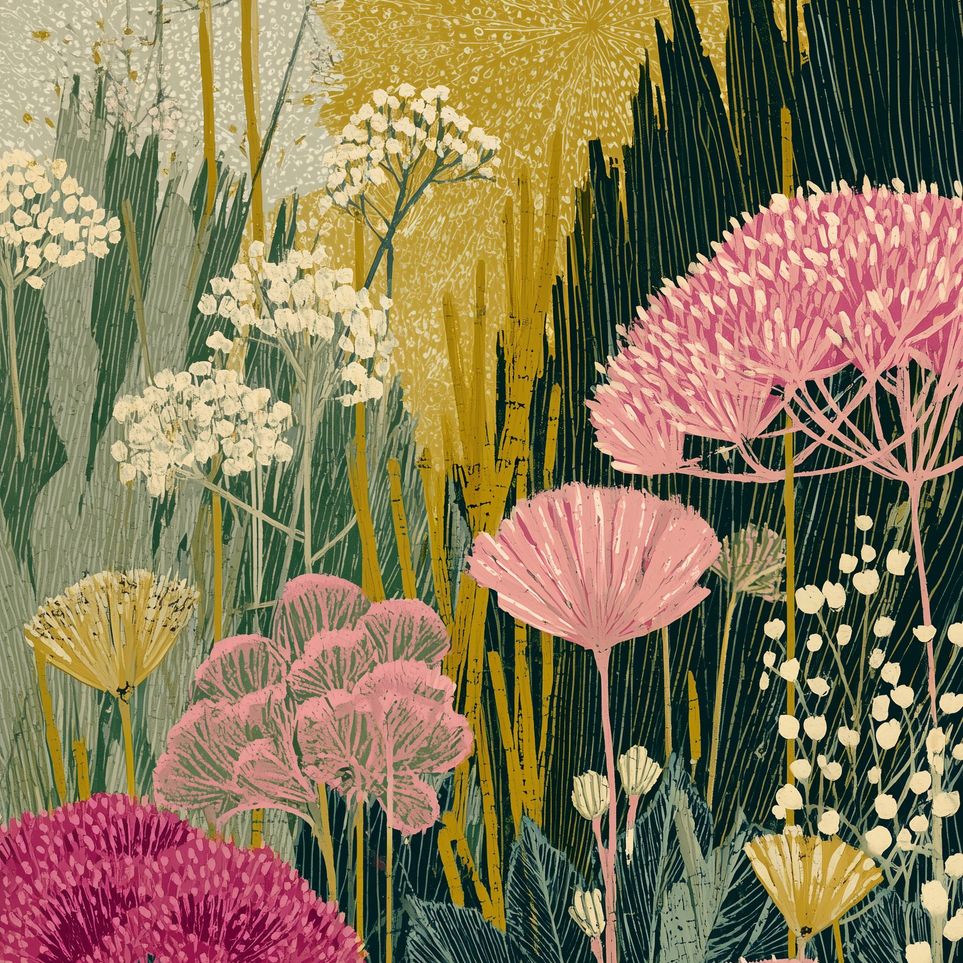 Wildflowers pressing into dusk
