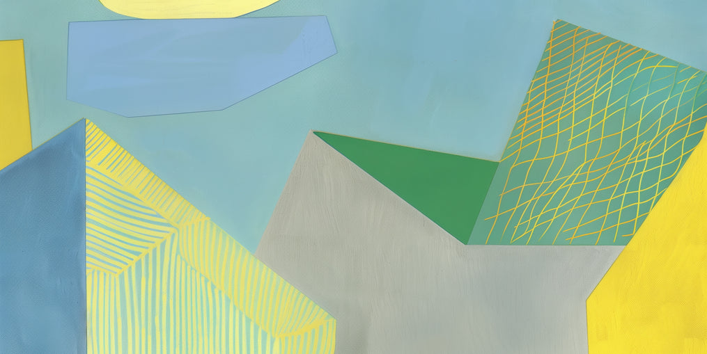Crosshatched planes on blue