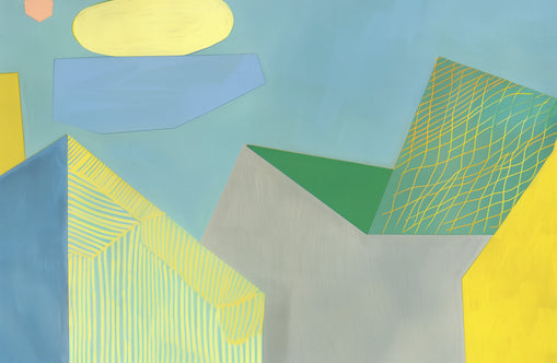 Crosshatched planes on blue