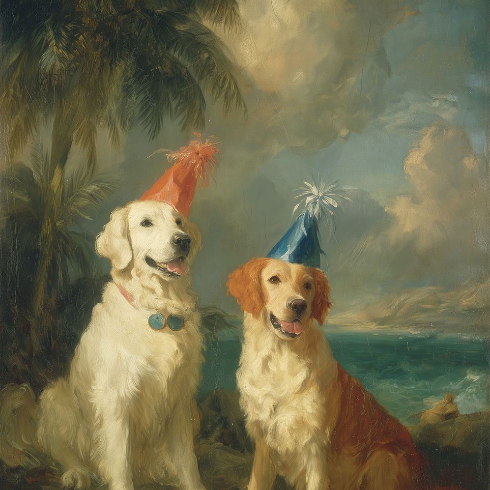 Party hats by the sea