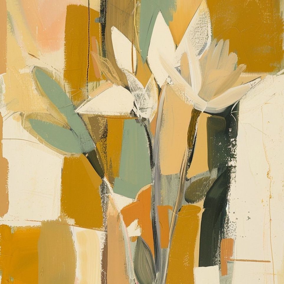 White flowers in ochre light