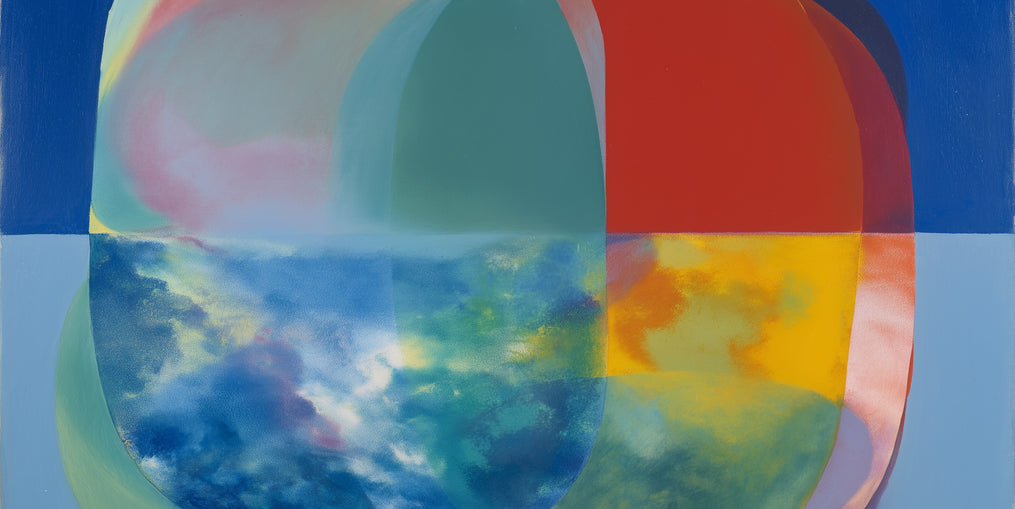 Translucent overlaps on blue field