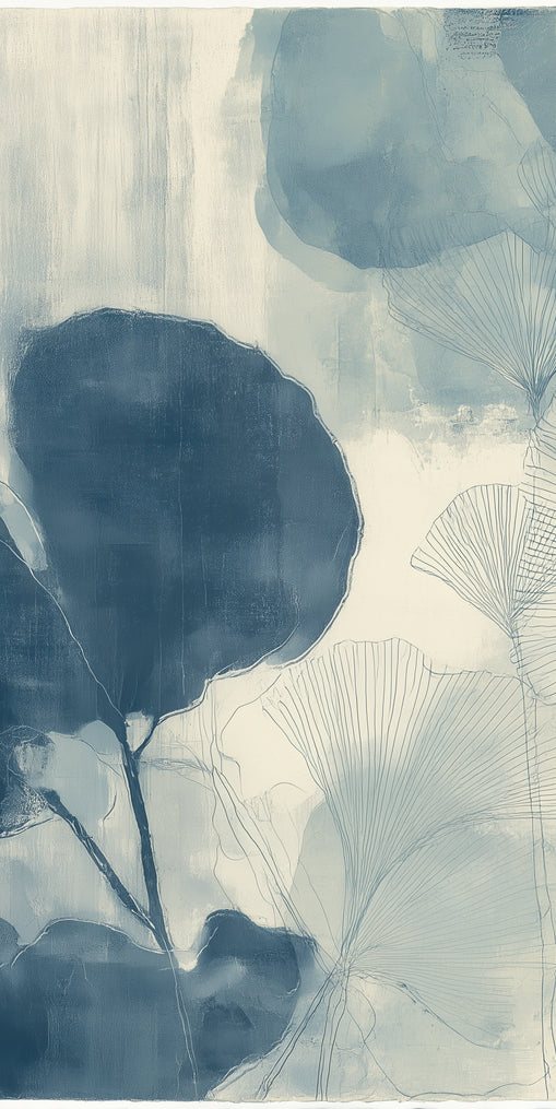 Indigo leaves on cream paper