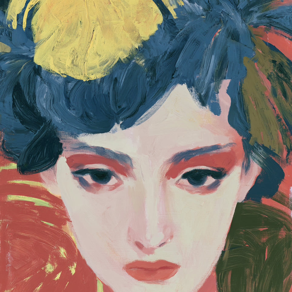 Yellow weight over her gaze
