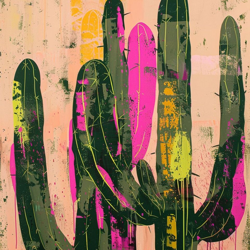 Neon pink on cactus green