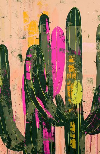 Neon pink on cactus green