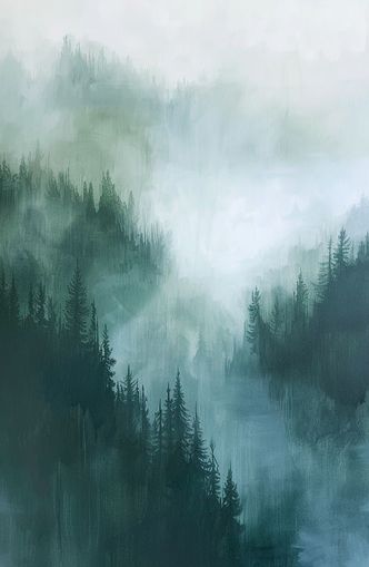 Mist caught in the pines
