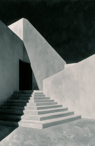 Stairs into the black doorway