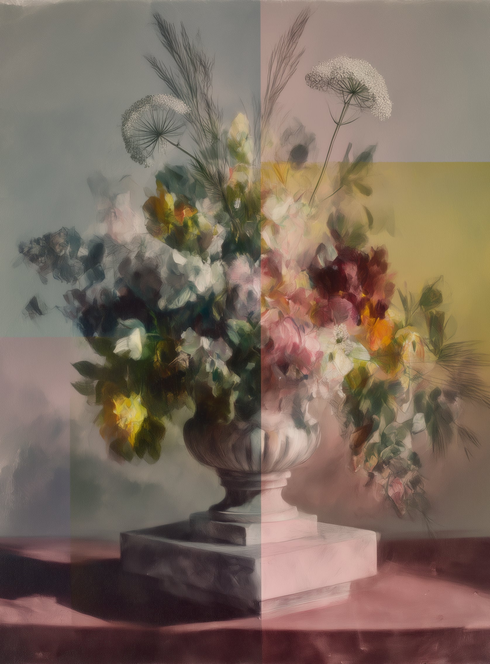 Bouquet in divided light