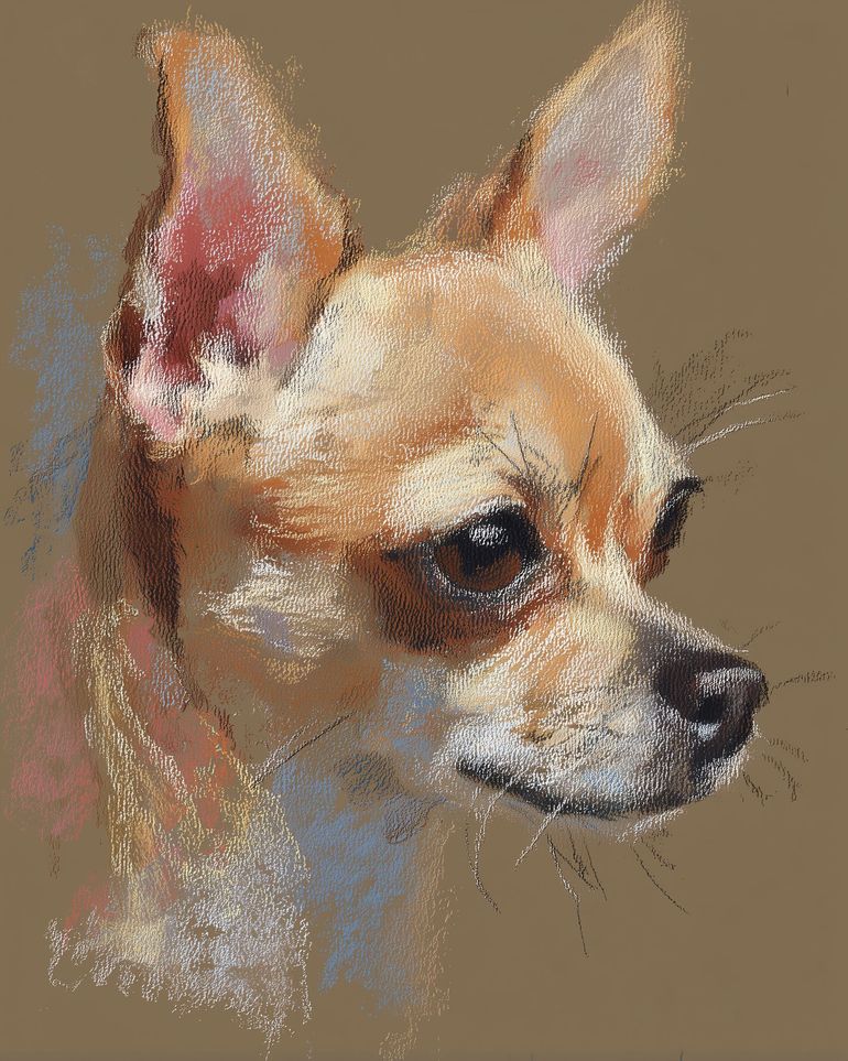 Pastel dog in profile