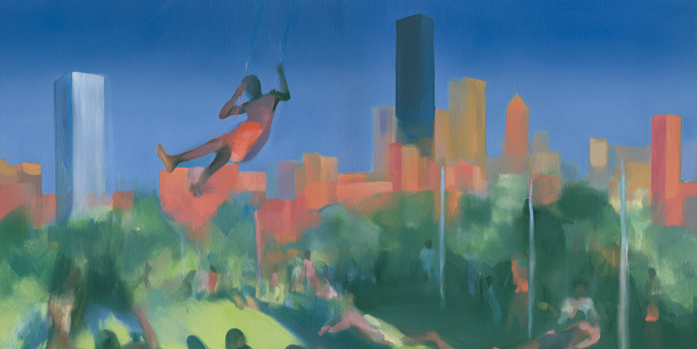 Swinging over the city park