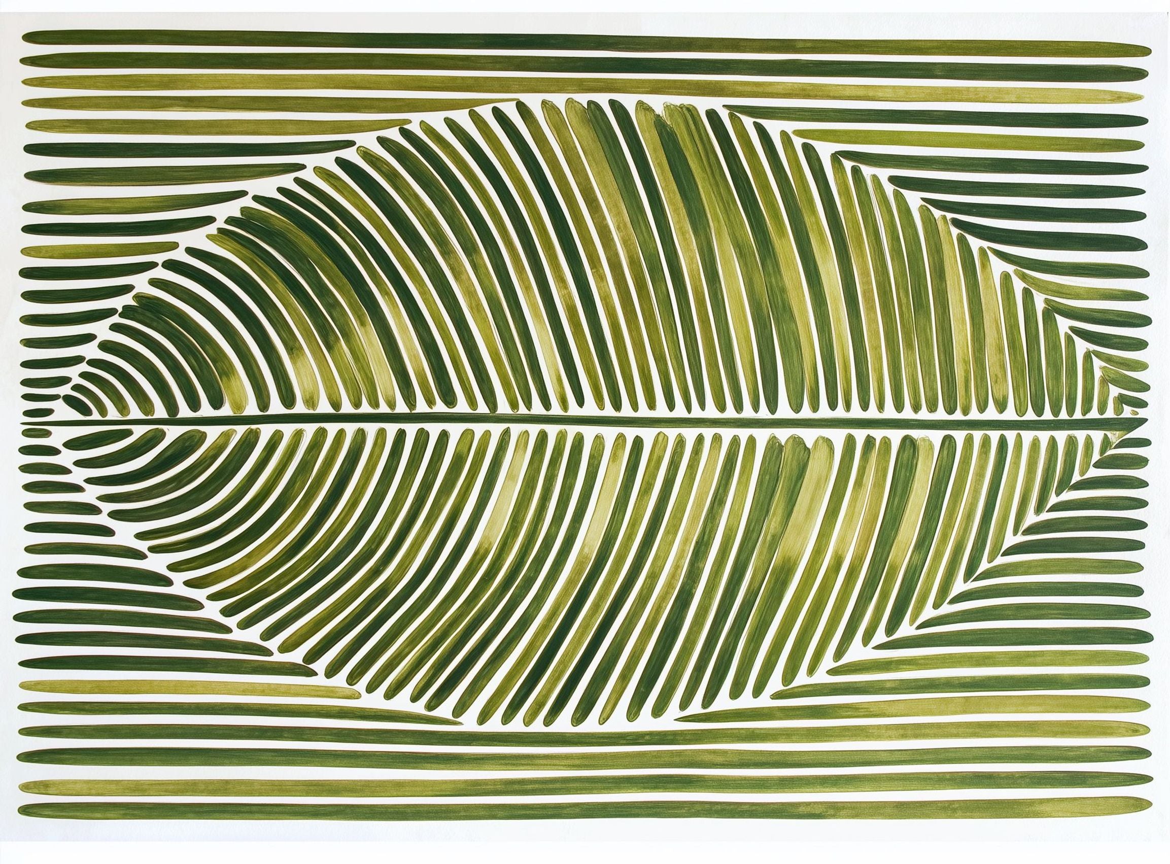 Palm frond in green bands