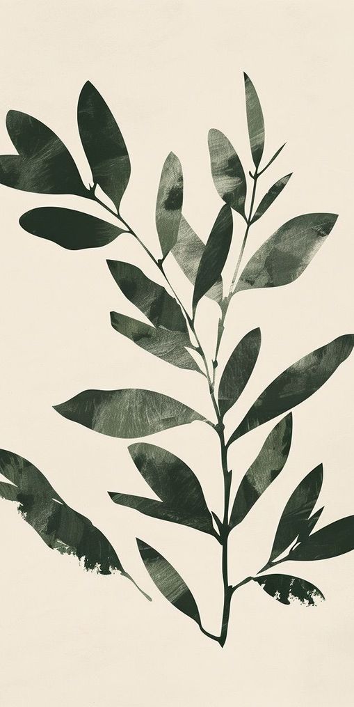 Dark green leaves on cream
