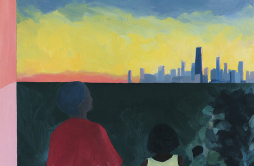 Yellow sky over the skyline