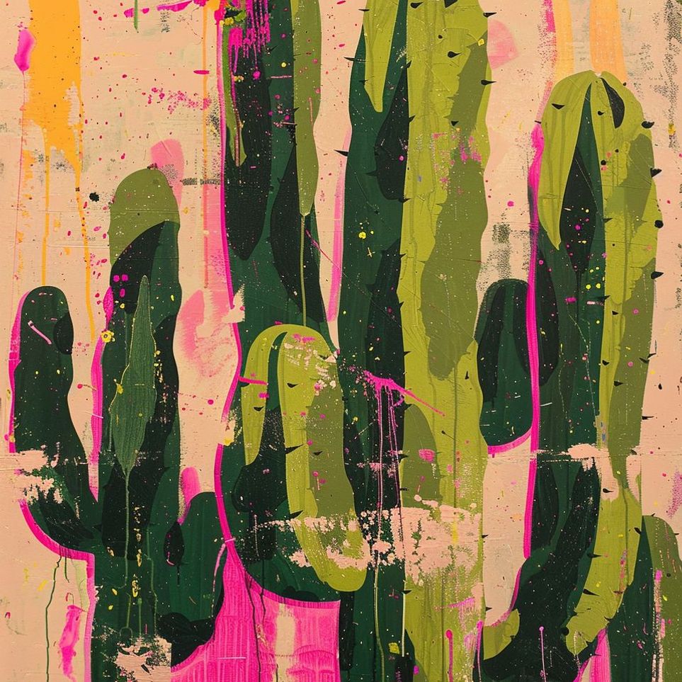 Cacti within pink drips