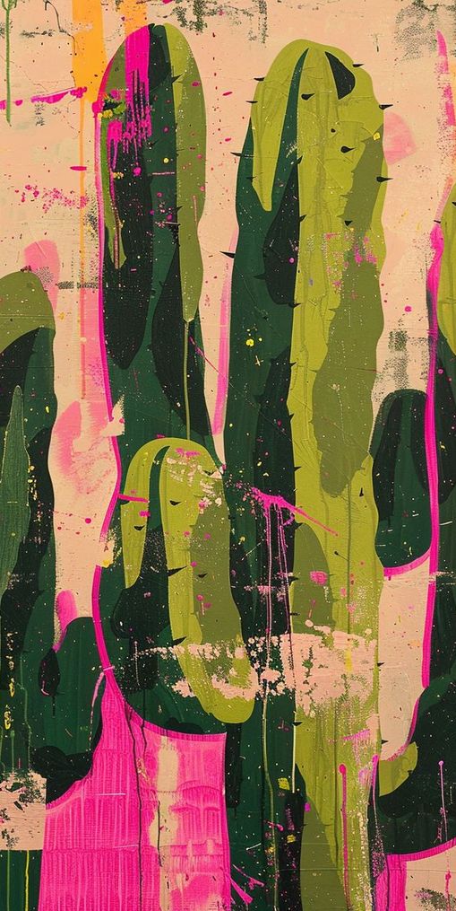Cacti within pink drips