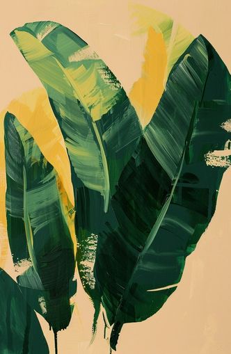 Green leaves in warm haze