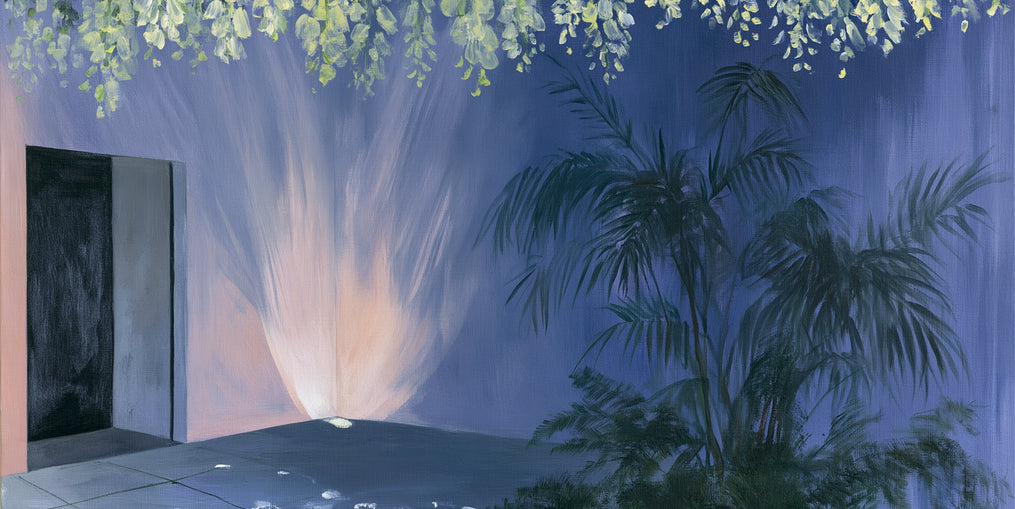 Light beneath hanging blossoms