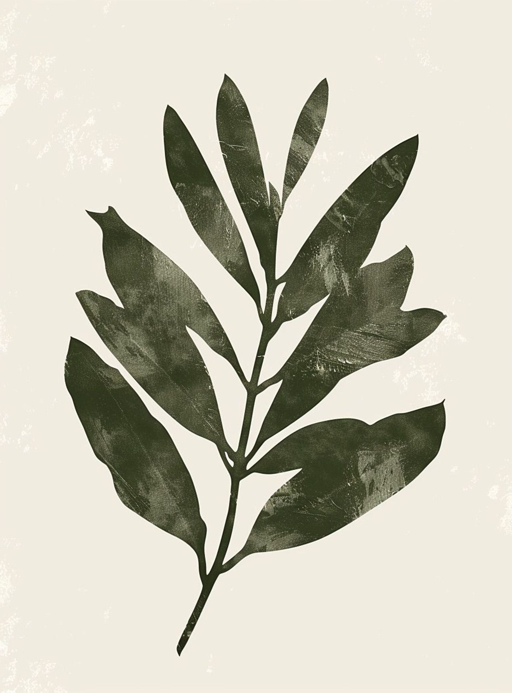 Still branch on pale paper
