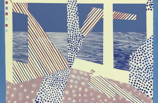 Stripes cut through dots
