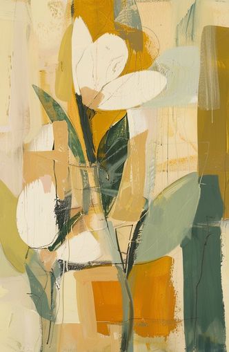 White forms within ochre blocks