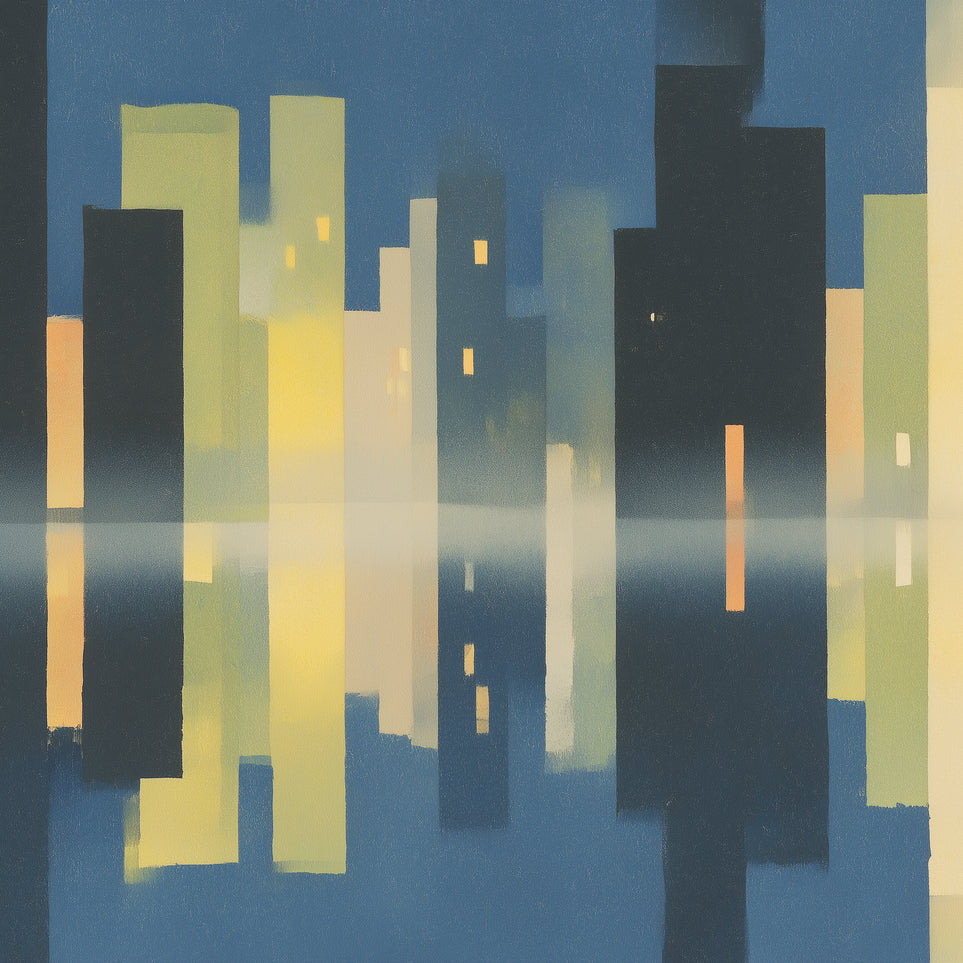 Night towers in still water