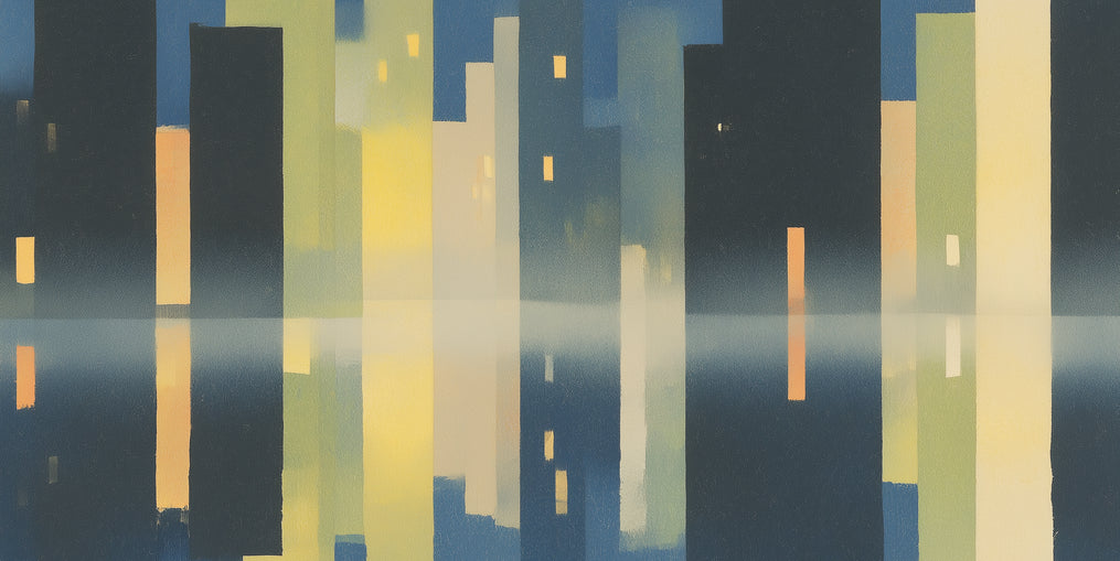 Night towers in still water