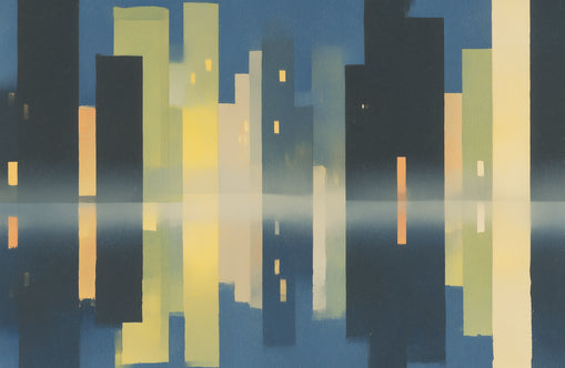 Night towers in still water