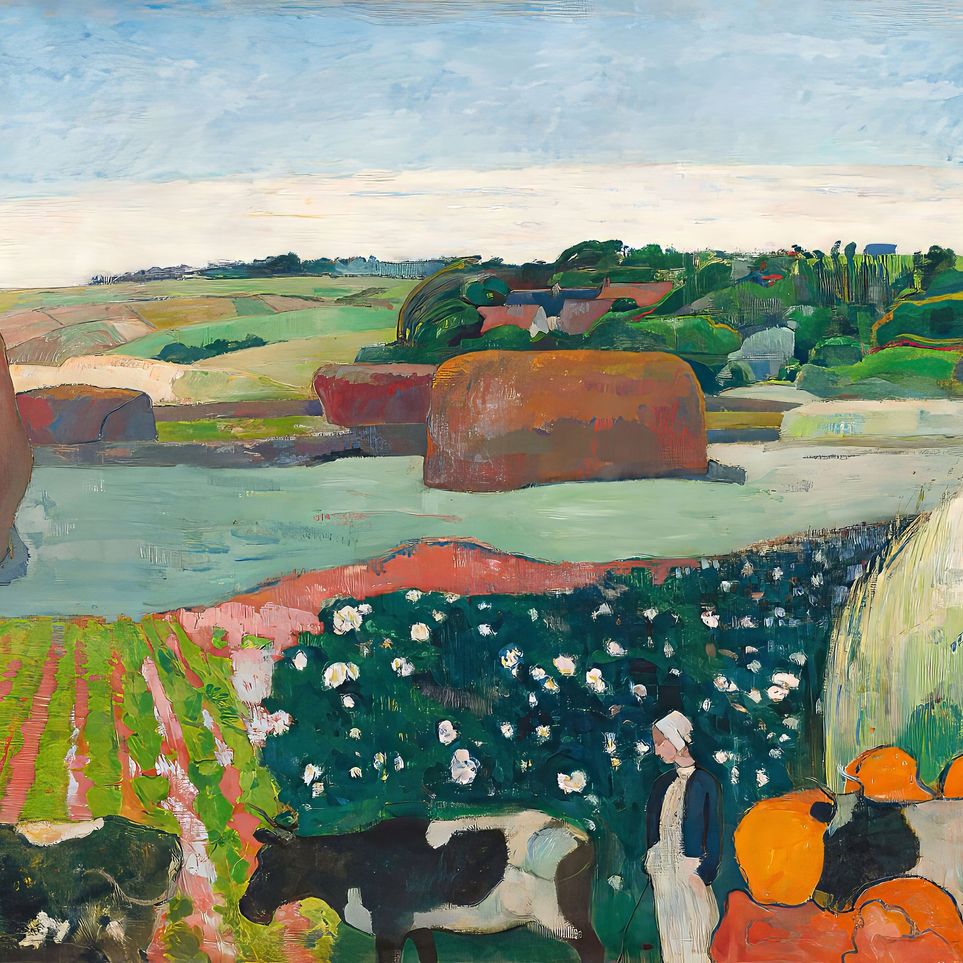 Haystacks in Brittany by Gauguin