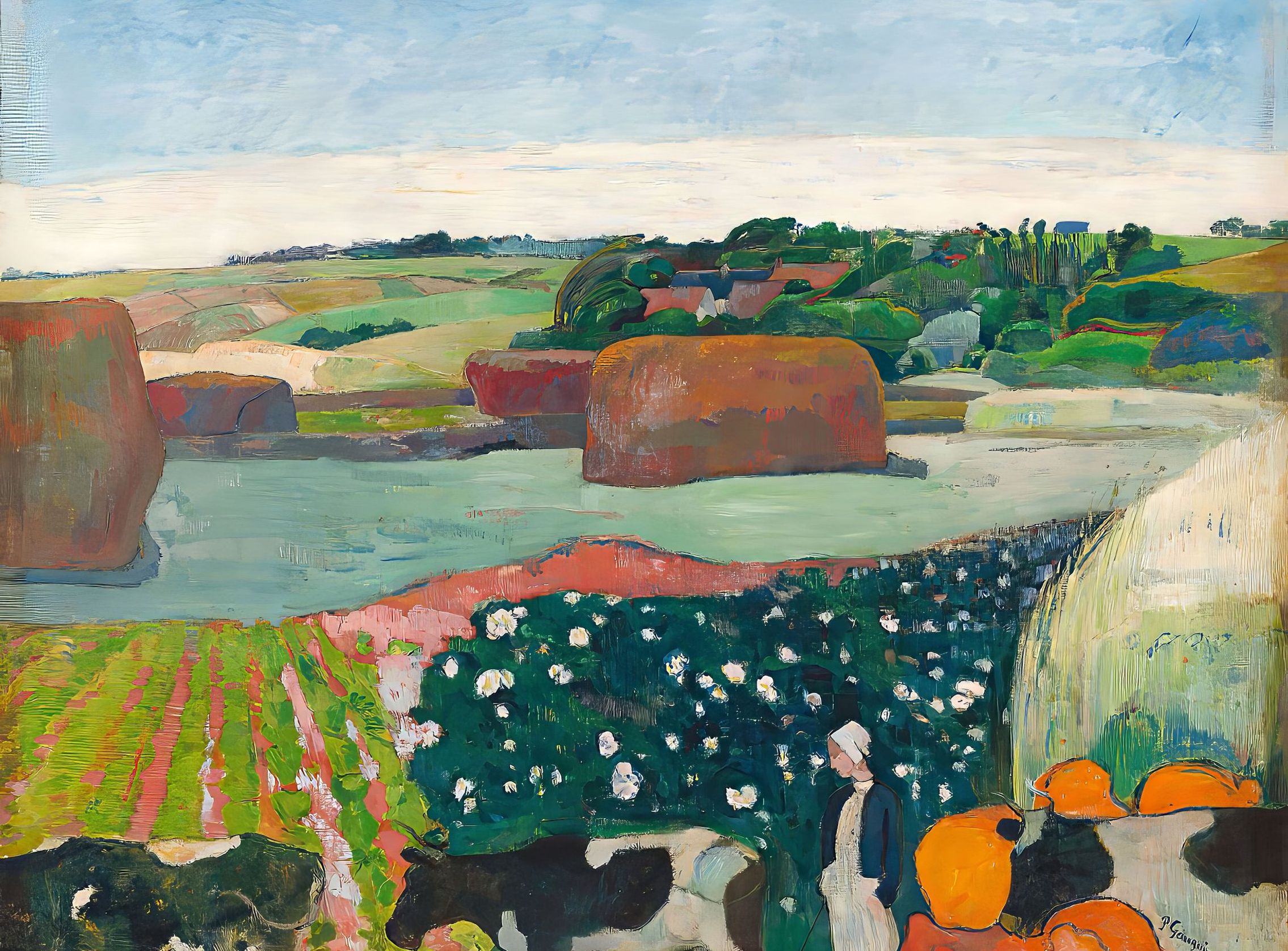 Haystacks in Brittany by Gauguin