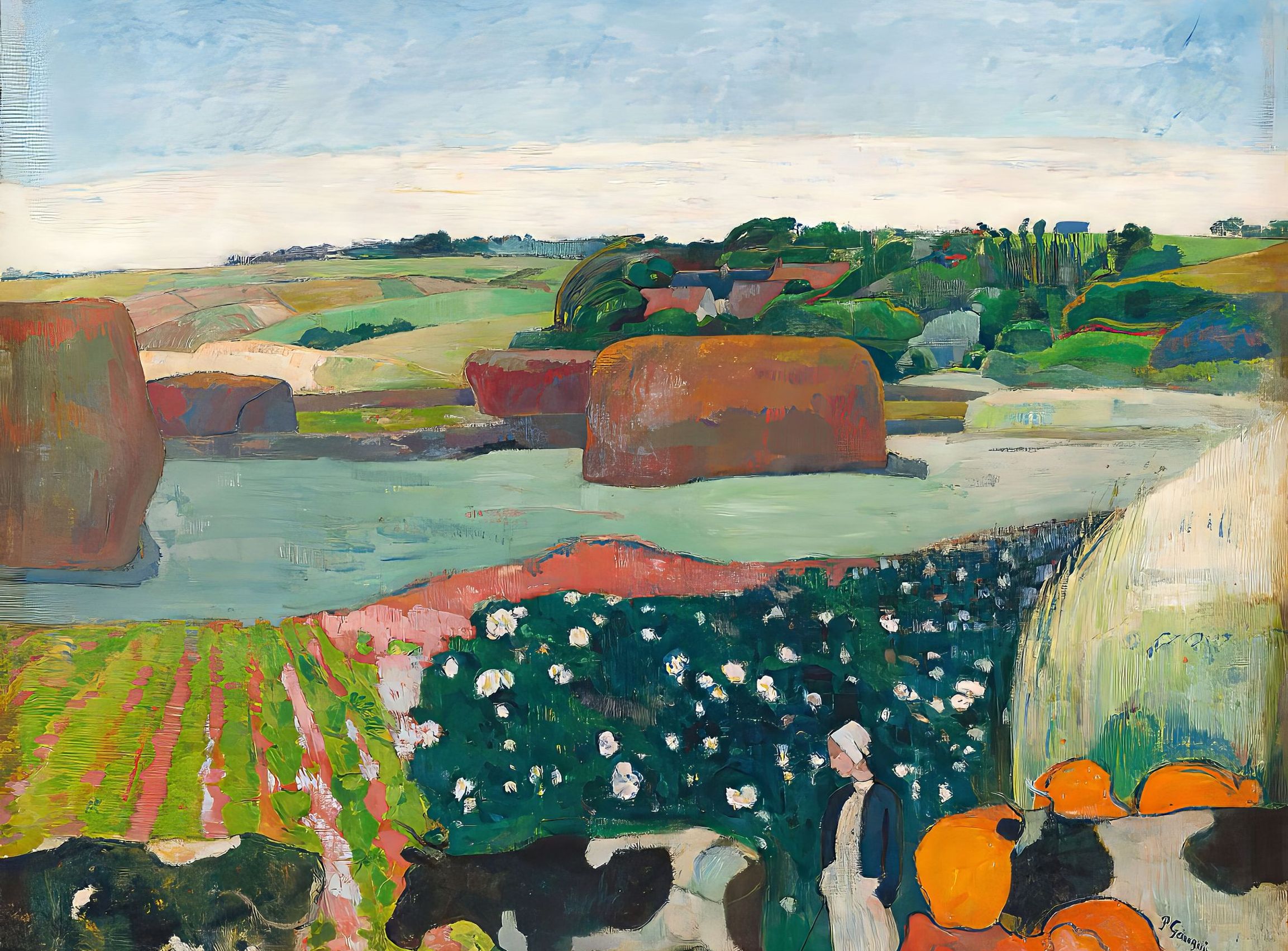 Haystacks in Brittany by Gauguin